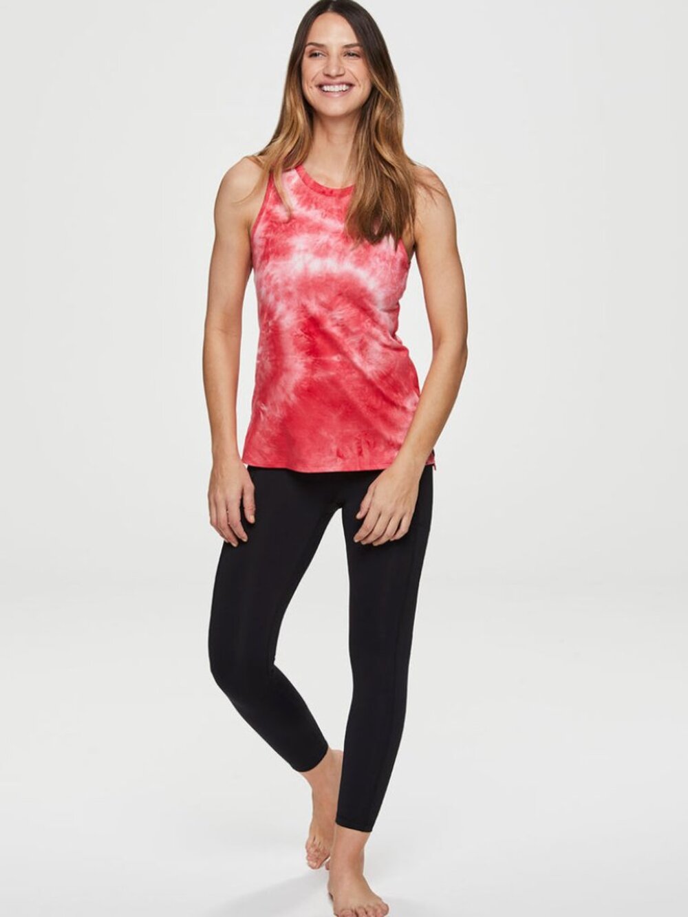 RBX Studio Zen Super Soft Tank Top Pink White Tie Dye Women Sz M